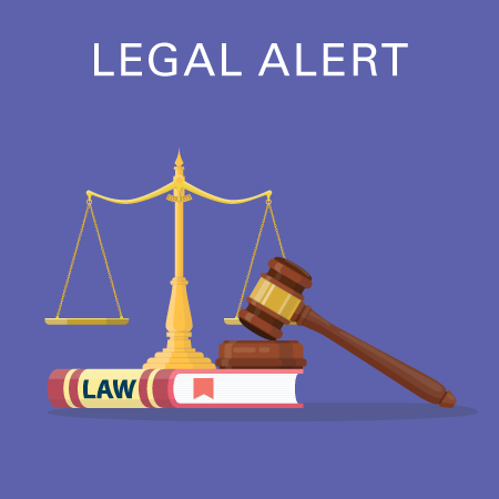 Legal alert - law book, gavel, and balance